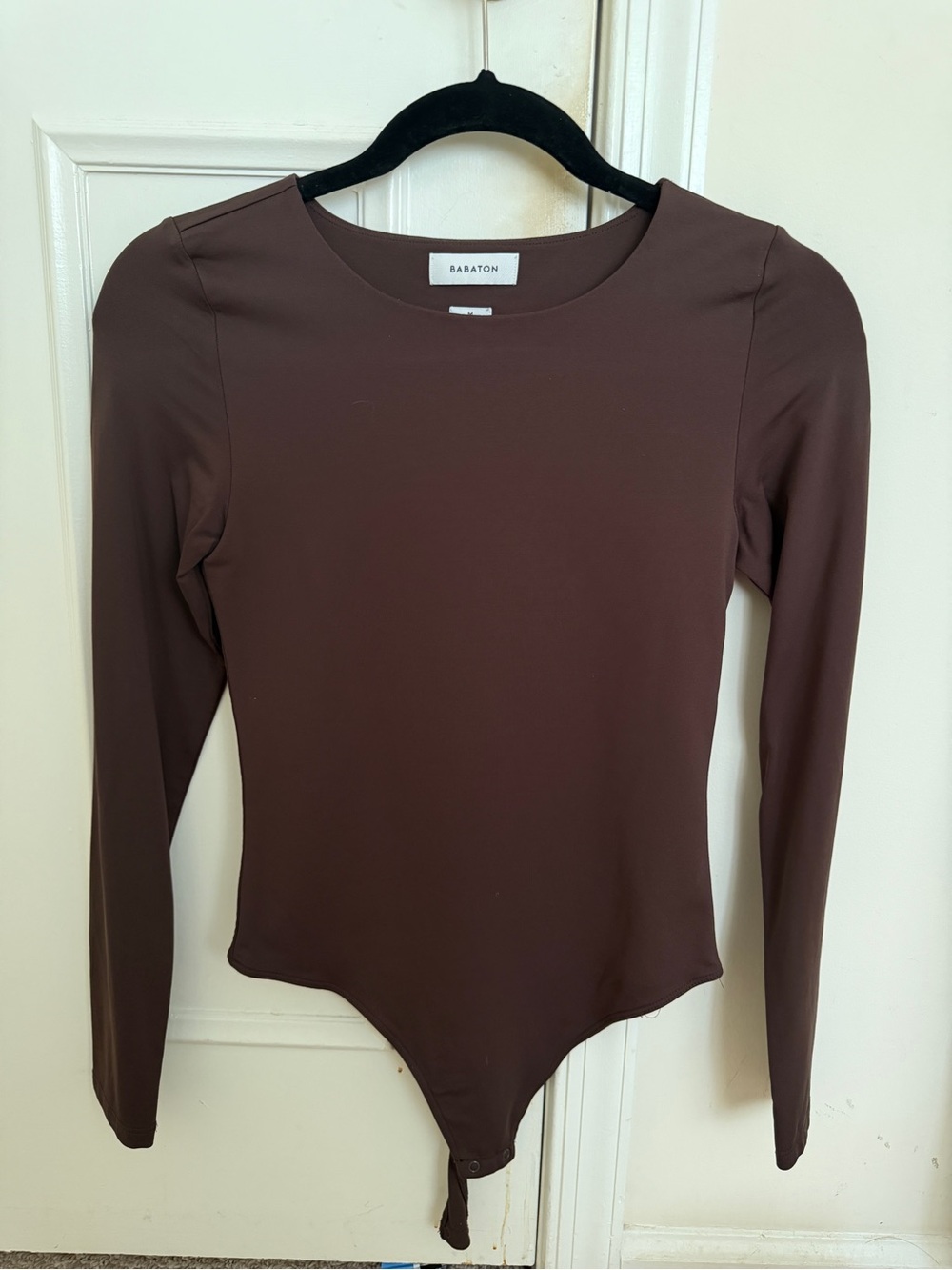 Aritzia Babaton Contour Long-Sleeve Brown Crewneck Bodysuit